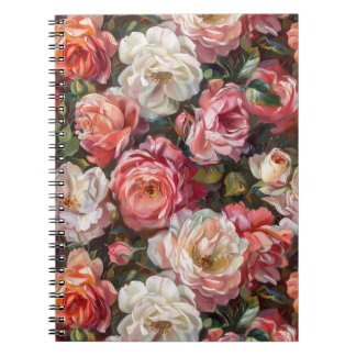 Caderno Espiral Notebook com Rosa de pintura a óleo