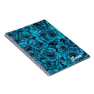 Caderno Espiral Notebook com Rosas azuis