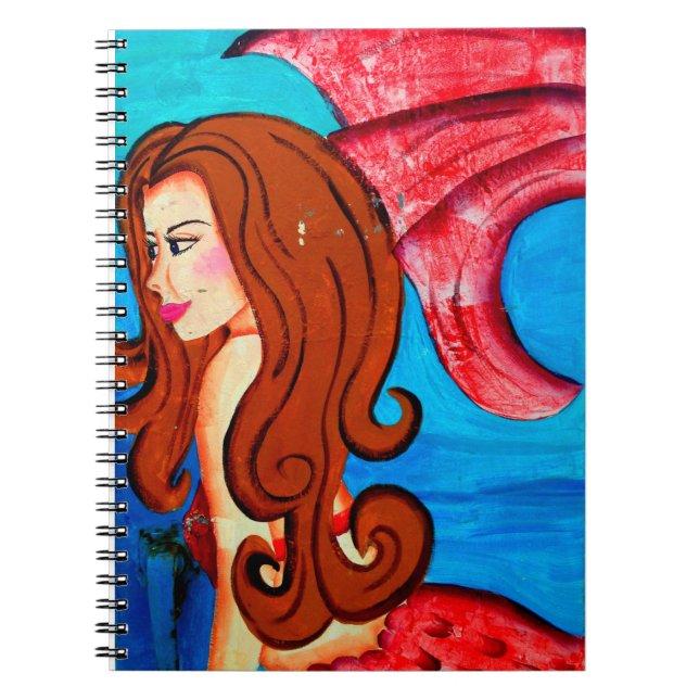 Caderno Espiral notebook com sereia ruiva (Frente)