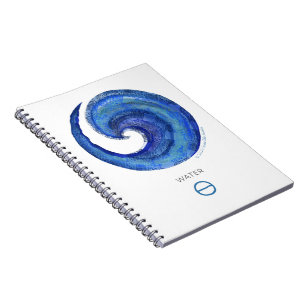 Caderno Espiral Notebook com símbolo de água nos estúdios Susea Bl