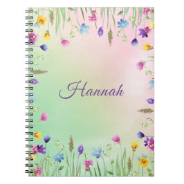 Caderno Espiral Notebook com tema Floral com nome