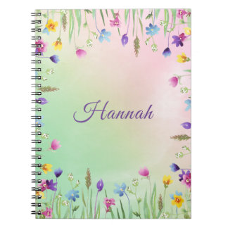 Caderno Espiral Notebook com tema Floral com nome