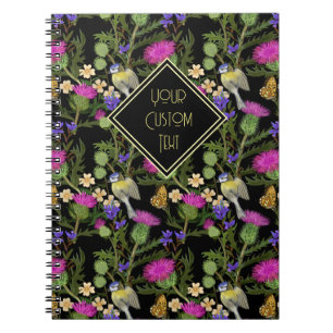 Caderno Espiral Notebook com Thistle Cottagecore Escocês