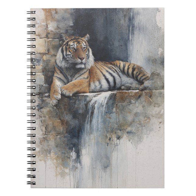 Caderno Espiral Notebook com Tigre em Cascata (Frente)