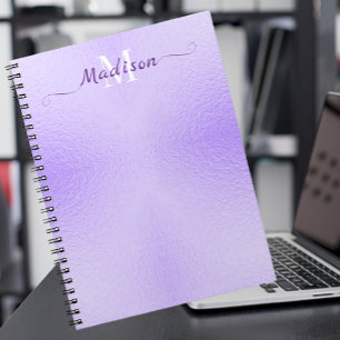 Caderno Espiral Notebook com tipografia de folhas roxas