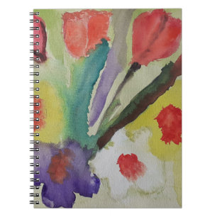 Caderno Espiral Notebook com Tulipas e Flores de abstrato