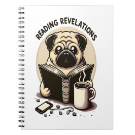Caderno Espiral Notebook com um cachorro, café e livro