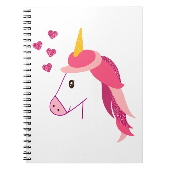 Caderno Espiral Notebook com unicórnio para uma garota. (Frente)