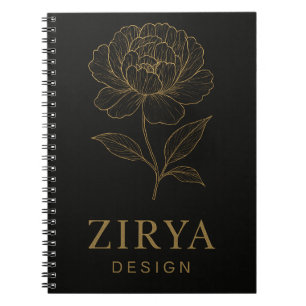 Caderno Espiral Notebook com ventilador de Ouro Elegante por Zirya