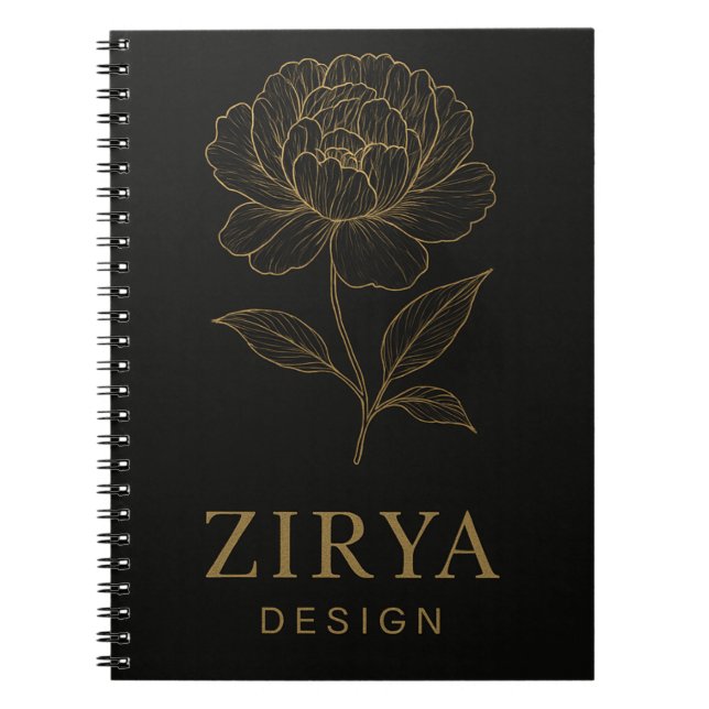 Caderno Espiral Notebook com ventilador de Ouro Elegante por Zirya (Frente)