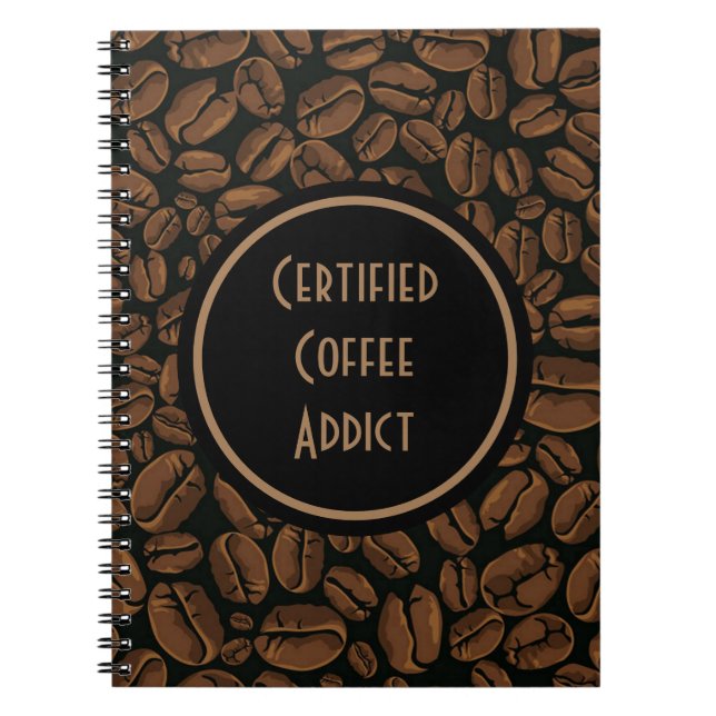 Caderno Espiral Notebook com viciado em café certificado (Frente)