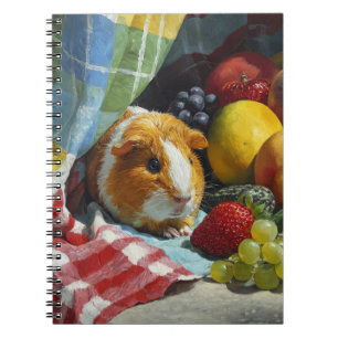 Caderno Espiral Notebook com vida estática na Guiné Pig e Fruta