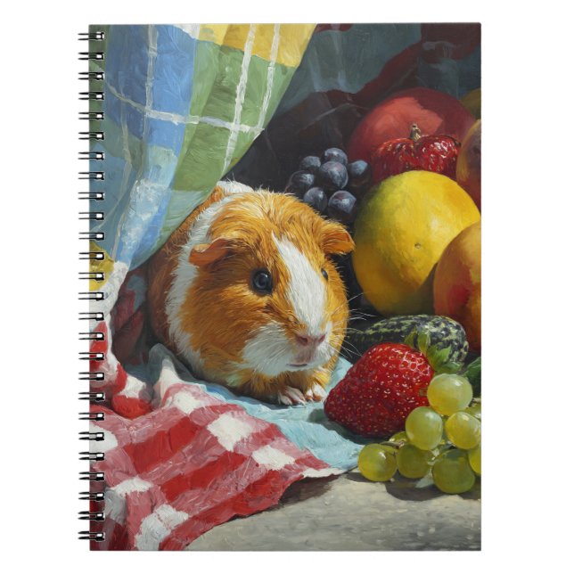 Caderno Espiral Notebook com vida estática na Guiné Pig e Fruta (Frente)