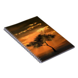 Caderno Espiral Notebook com vigas de árvore solitário - nascente