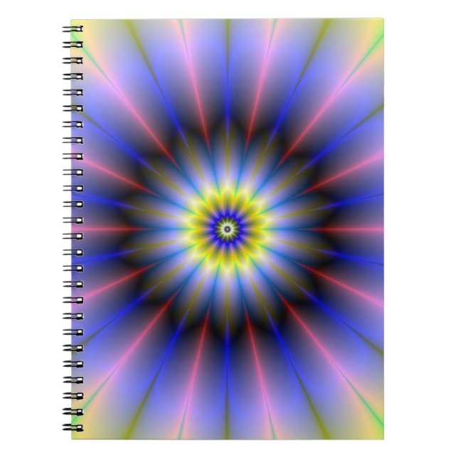 Caderno Espiral Notebook cor-de-rosa amarelo e azul-flor (Frente)