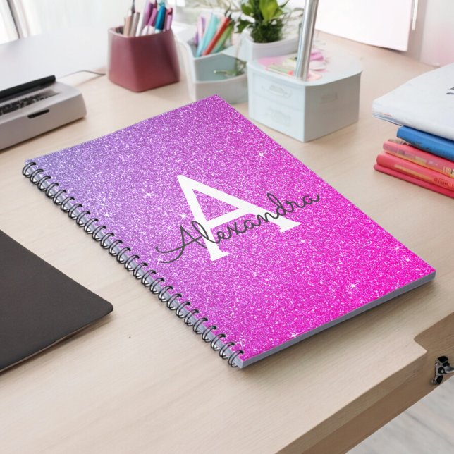 Caderno Espiral Notebook cor-de-rosa com brilho repicante (Criador carregado)
