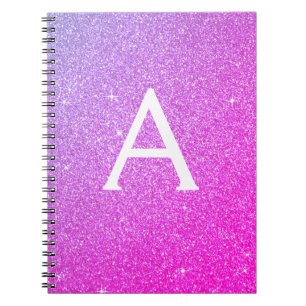Caderno Espiral Notebook cor-de-rosa com brilho repicante