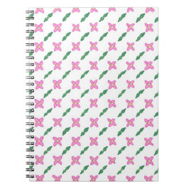 Caderno Espiral Notebook cor-de-rosa com folhas verdes padrão