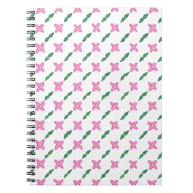 Caderno Espiral Notebook cor-de-rosa com folhas verdes padrão (Frente)