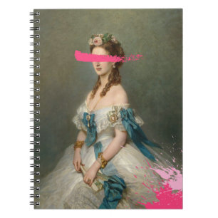 Caderno Espiral Notebook cor-de-rosa com retrato de bruxbraçadeira