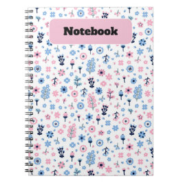 Caderno Espiral Notebook cor-de-rosa e azul