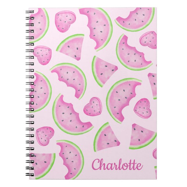 Caderno Espiral Notebook cor-de-rosa - Nome personalizado Summer J (Frente)