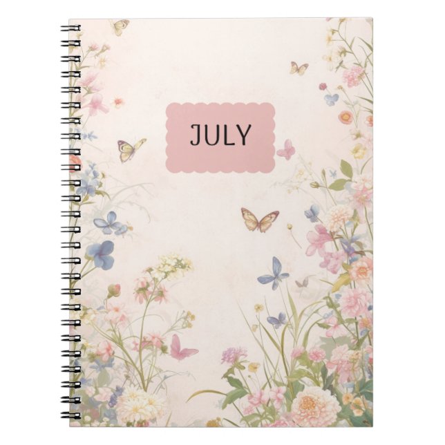 Caderno Espiral Notebook cor-de-rosa Pastel Floral (Frente)