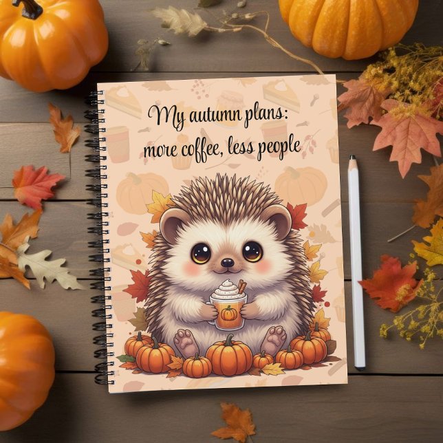 Caderno Espiral Notebook Cozy Hedgehog Autumn Coffee (Criador carregado)