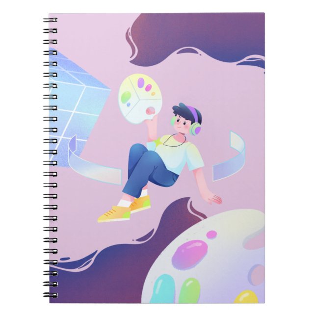 Caderno Espiral Notebook Creative Cartoon - Cores de Pastel (Frente)