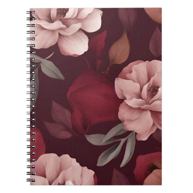 Caderno Espiral Notebook Crimson Floral (Frente)