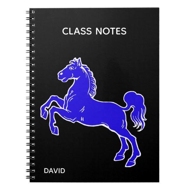 Caderno Espiral Notebook da Escola Personalizada de Cavalo Azul (Frente)