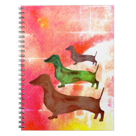 Caderno Espiral Notebook Dachshund Dog Abstrato Art Illustration