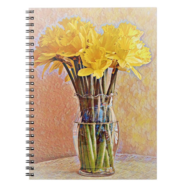 Caderno Espiral Notebook Daffodil Flowers Ainda de Arte Vida (Frente)