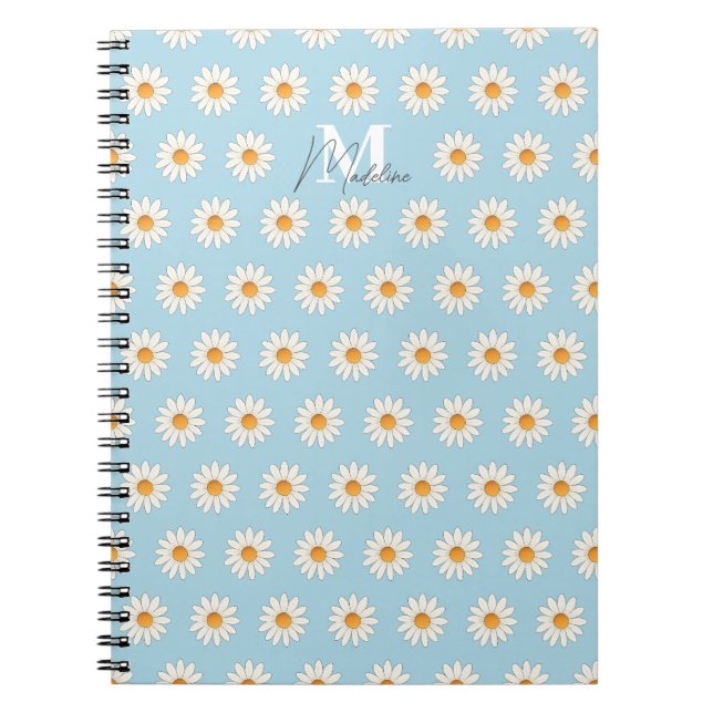 Caderno Espiral Notebook Daisy Floral Spiral - Nome Personalizado (Frente)
