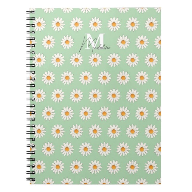 Caderno Espiral Notebook Daisy Floral Spiral - Nome Personalizado (Frente)