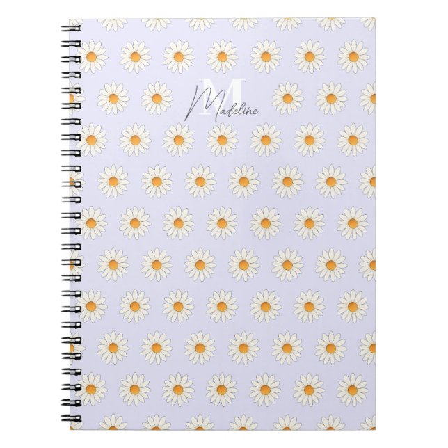 Caderno Espiral Notebook Daisy Floral Spiral - Nome Personalizado (Frente)