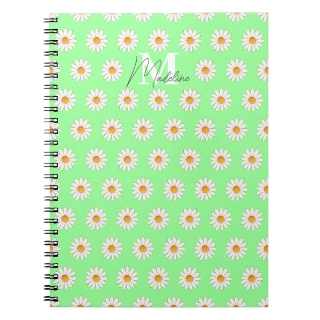 Caderno Espiral Notebook Daisy Floral Spiral - Nome Personalizado (Frente)