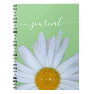 Caderno Espiral Notebook Daisy Green White Script Spiral