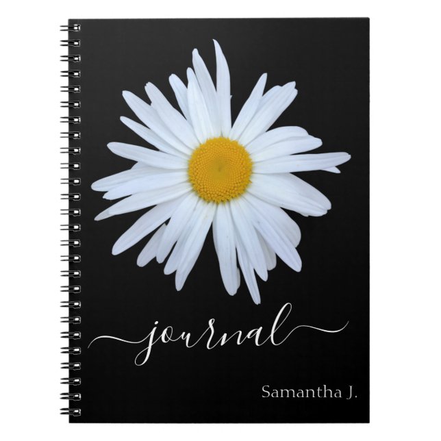 Caderno Espiral Notebook Daisy Photo Black Diário Spiral (Frente)