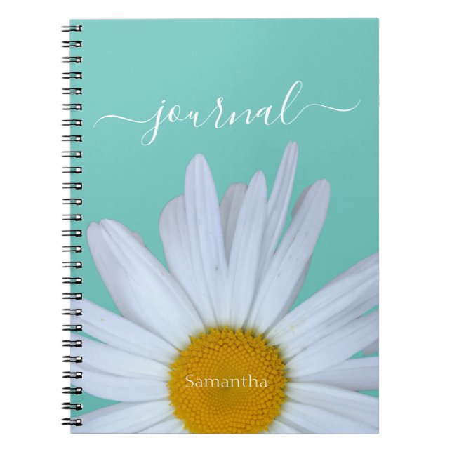 Caderno Espiral Notebook Daisy Photo Green Diário Spiral (Frente)