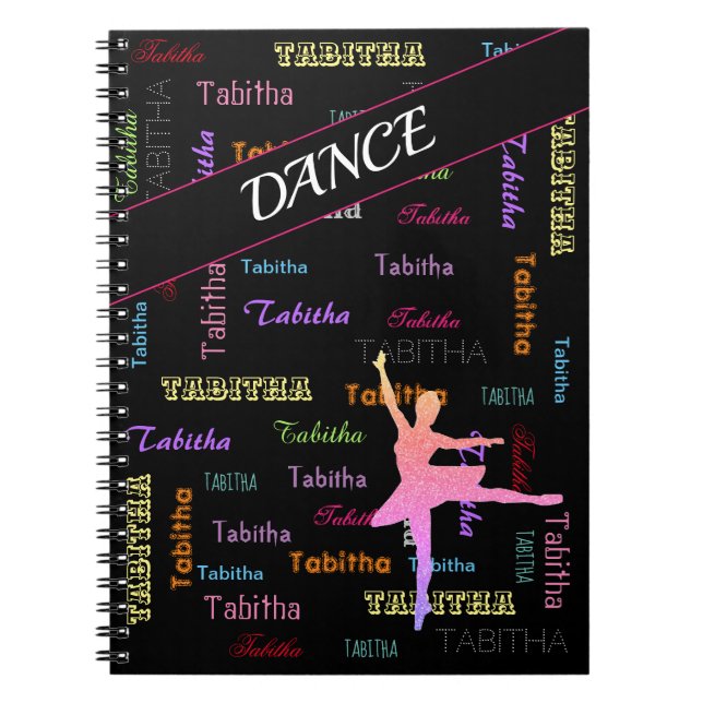 Caderno Espiral Notebook Dance com nome personalizado por toda par (Frente)