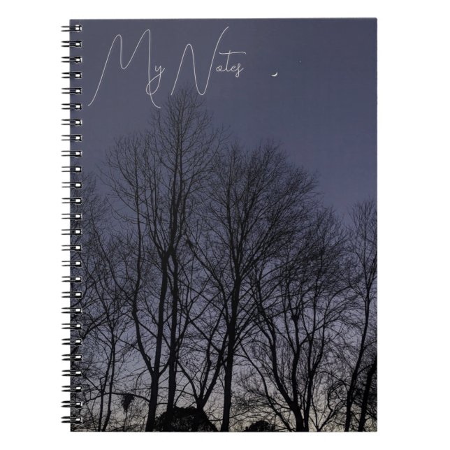 Caderno Espiral Notebook Dark Sky, Lua e Star Spiral (Frente)
