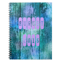 Caderno Espiral Notebook de agosto de 2016, Turquesa Roxo Mês