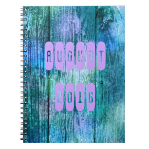 Caderno Espiral Notebook de agosto de 2016, Turquesa Roxo Mês
