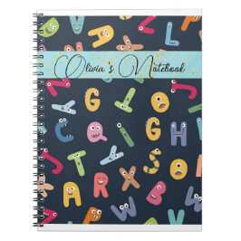 Caderno Espiral Notebook de alfabeto monstro bonito