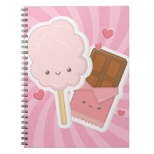 Caderno Espiral Notebook de algodão doce e espiral doce