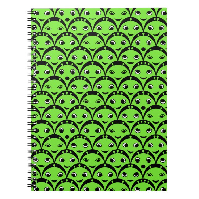 Caderno Espiral Notebook de Alienígena verde-bonito (Frente)