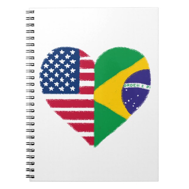 Caderno Espiral Notebook de amor americano brasileiro (Frente)