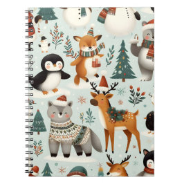 Caderno Espiral Notebook de animais de inverno
