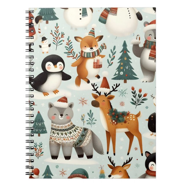 Caderno Espiral Notebook de animais de inverno (Frente)